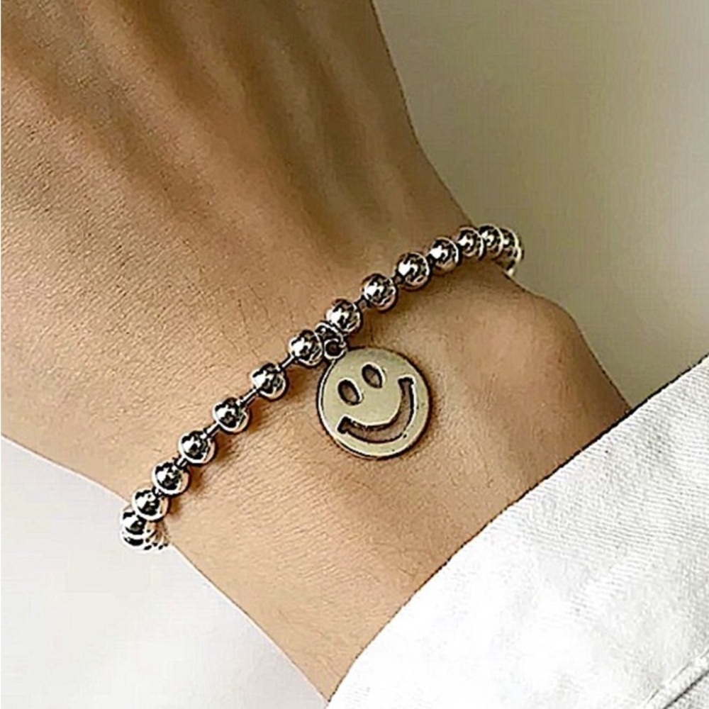Sterling SILVER HAPPY FACE SMILEY BALL BRACELET